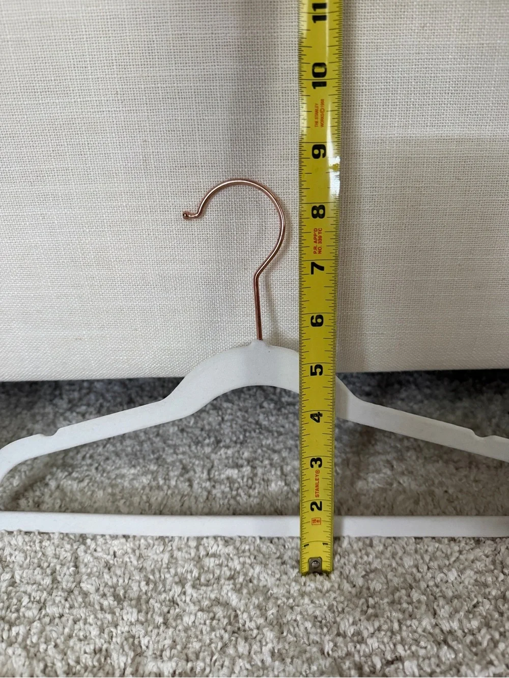 Kid Size White Velvet Non-Slip Clothing Hangers with Rose Gold Hooks - Set of 10
